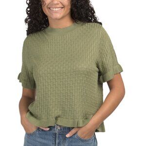 MAX STUDIO LONDON Sage Short Sleeve Ruffle Hem Sweater